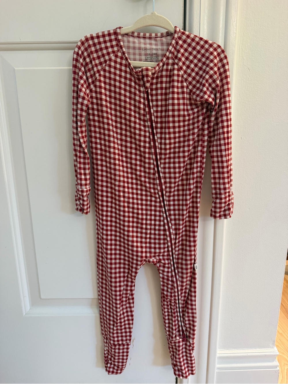 Forever French Gingham Red Kids One-Piece Pajamas